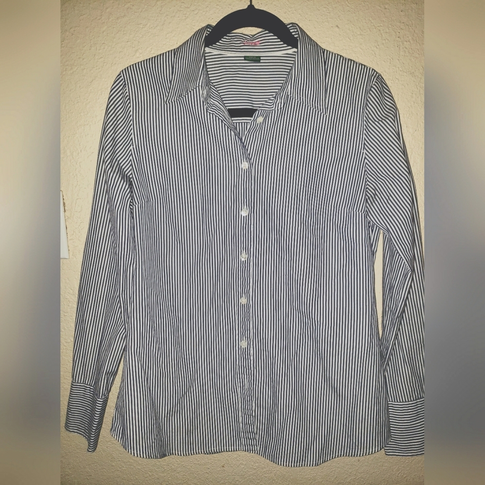 J.Crew Kathryn Slim Fit White/Grey striped dress shirt Size M